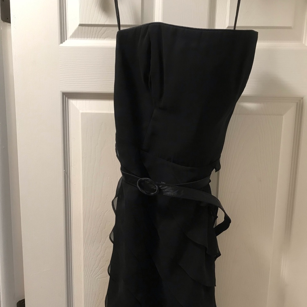 Strapless black cocktail dress